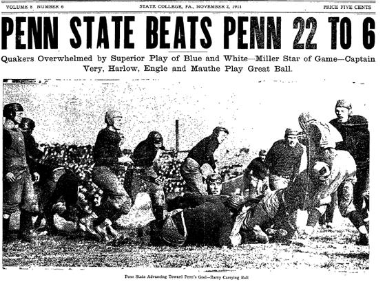 1911 Penn State over Penn in football