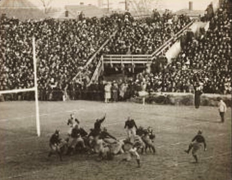 1912 Harvard's Charles Brickley kicks field goal to beat Dartmouth 3-0