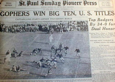 St. Paul newspaper on Minnesota's football win over Wisconsin to end the 1934 season