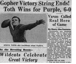 Article about 1936 Minnesota-Northwestern football game in the Chicago World & Examiner