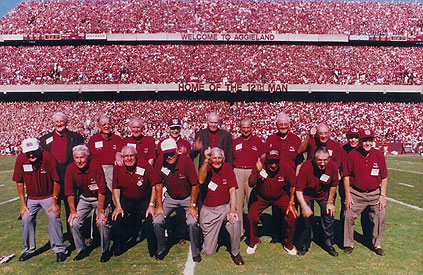 Texas A&M's 1939 national championship team at an Aggie game in 1999