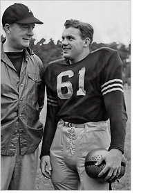 Army football coach Red Blaik and guard Joe Steffy