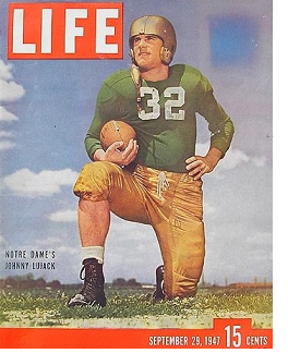Notre Dame quarterback John Lujack on the cover of Life magazine