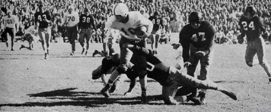 Texas halfback Jim Canady carrying the ball against Alabama in the 1948 Sugar Bowl