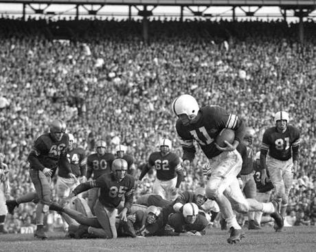 Oklahoma quarterback Darrell Royal scoring a touchdown against LSU in the 1949 Sugar Bowl