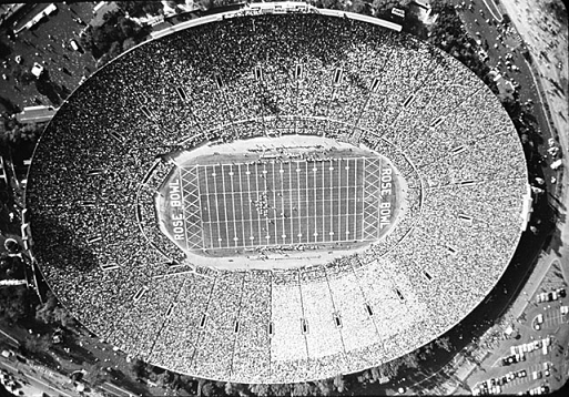 Aerial view of 1959 Rose Bowl
