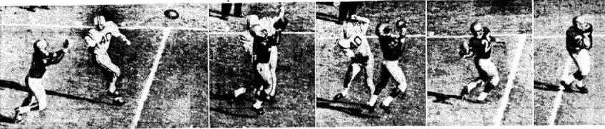 Washington halfback George Fleming intercepting a pass in the 1961 Rose Bowl