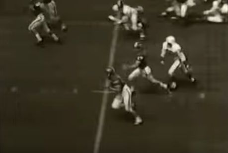 Georgia returning an interception for a touchdown against Alabama in 1965