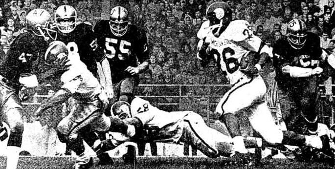 Michigan State running back Clint Jones scores the winning touchdown against Purdue in 1965