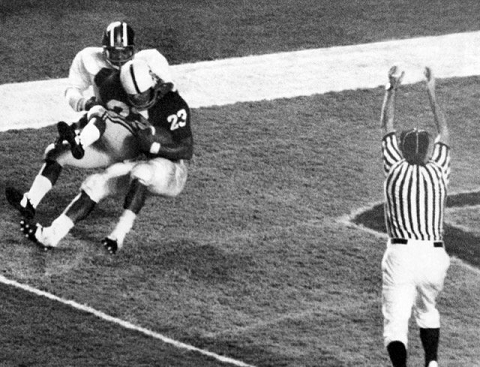 Penn State halfback Lydell Mitchell touchdown catch against Missouri in the 1970 Orange Bowl