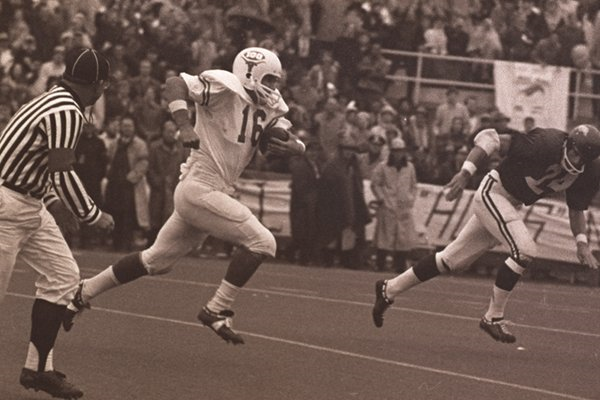 James Street's 42 yard touchdown for Texas in a 15-14 win over Arkansas in 1969