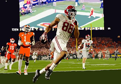 Alabama tight end O. J. Howard scoring a touchdown against Clemson in the national championship game for the 2015 season