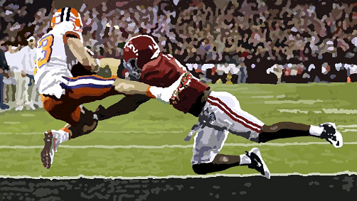 Clemson receiver Hunter Renfro catching the winning touchdown pass against Alabama in the national championship game