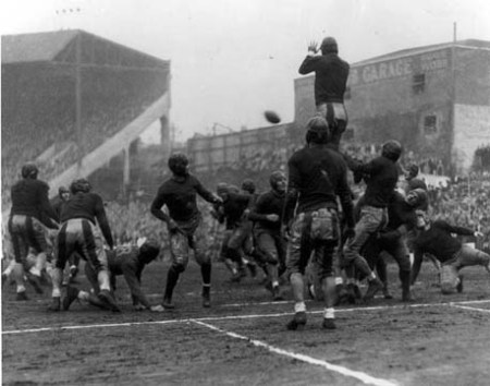 Oregon State using the "Pyramid Play" to block an Oregon extra point in 1933